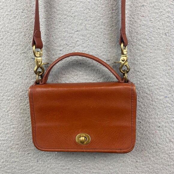COACH Brown Leather Satchel Handbag & Crossbody Strap Rare - Picture 1 of 14